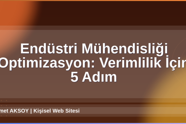 Endüstri Mühendisliği Optimizasyon