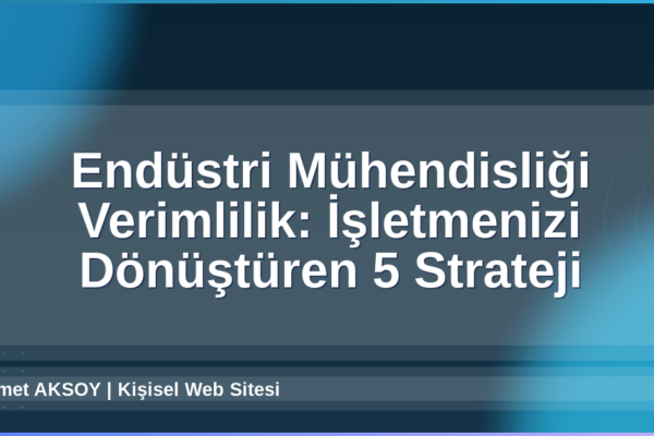 Endüstri Mühendisliği Verimlilik