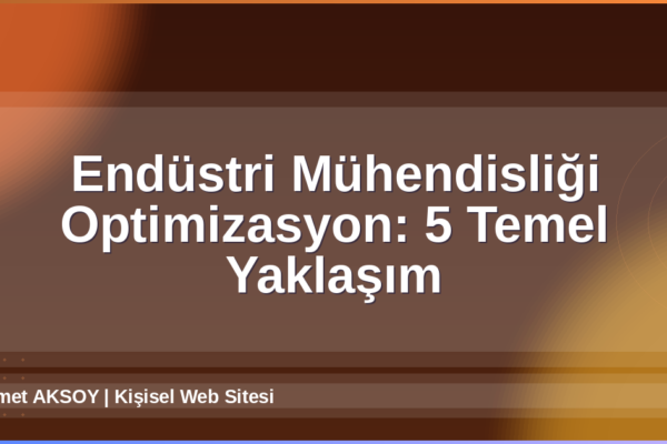 Endüstri Mühendisliği Optimizasyon