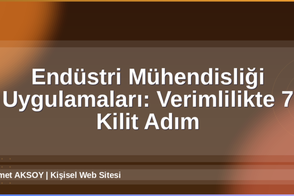 Endüstri Mühendisliği Uygulamaları