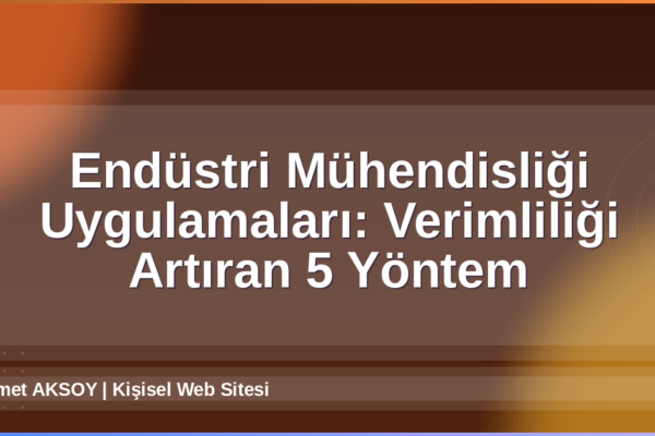 Endüstri Mühendisliği Uygulamaları