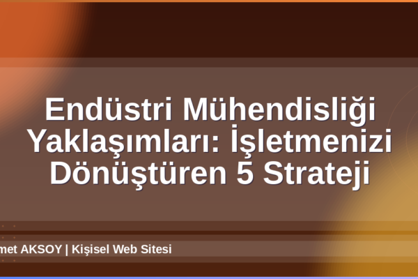 Endüstri Mühendisliği Yaklaşımları