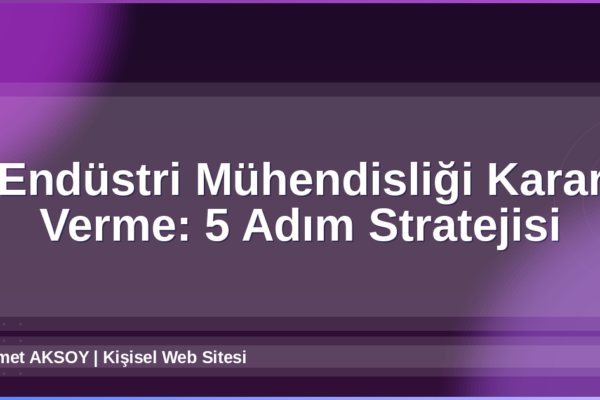 Endüstri Mühendisliği Karar Verme
