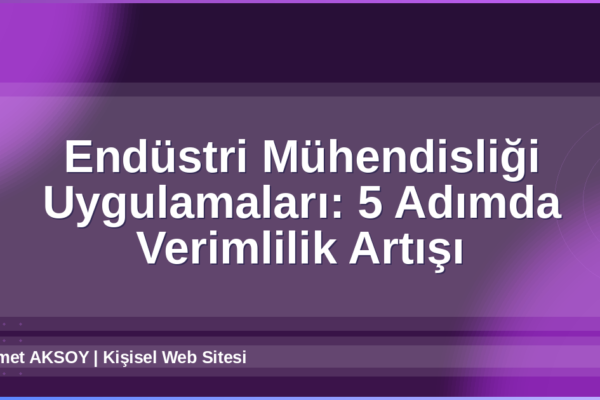 Endüstri Mühendisliği Uygulamaları