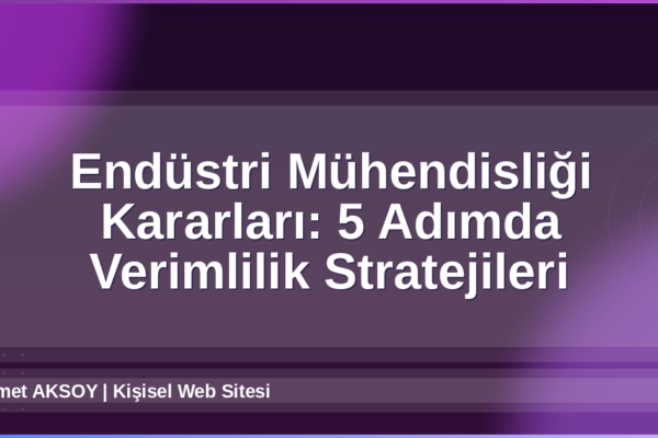 Endüstri Mühendisliği Kararları
